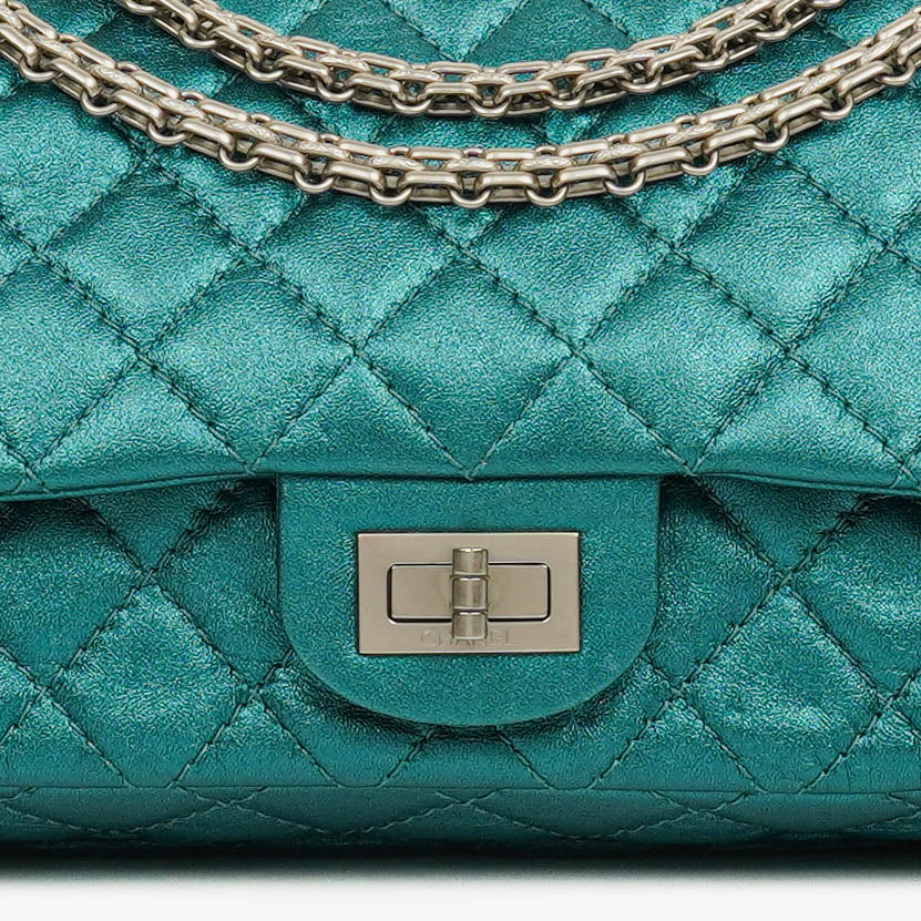 Chanel Turquoise Metallic 2.55 Reissue 225 Double Flap Bag