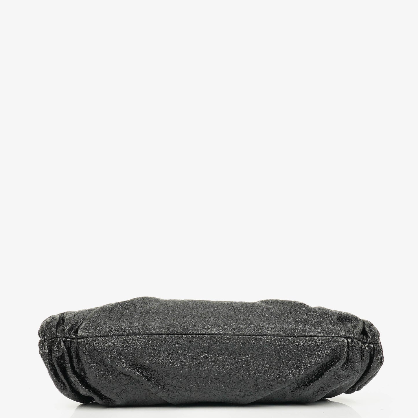 Chanel Metallic Black Leather Crackled Frame Clutch
