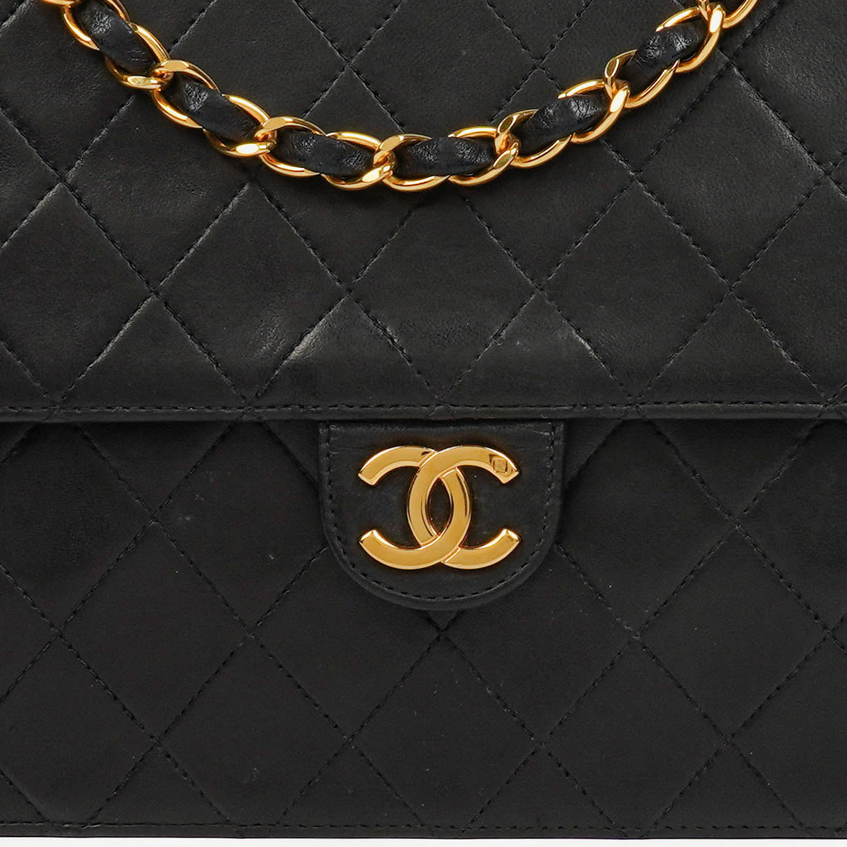 Chanel Classic Black Quilted Lambskin Single Flap Bag With 24K Gold-Plated Hardware