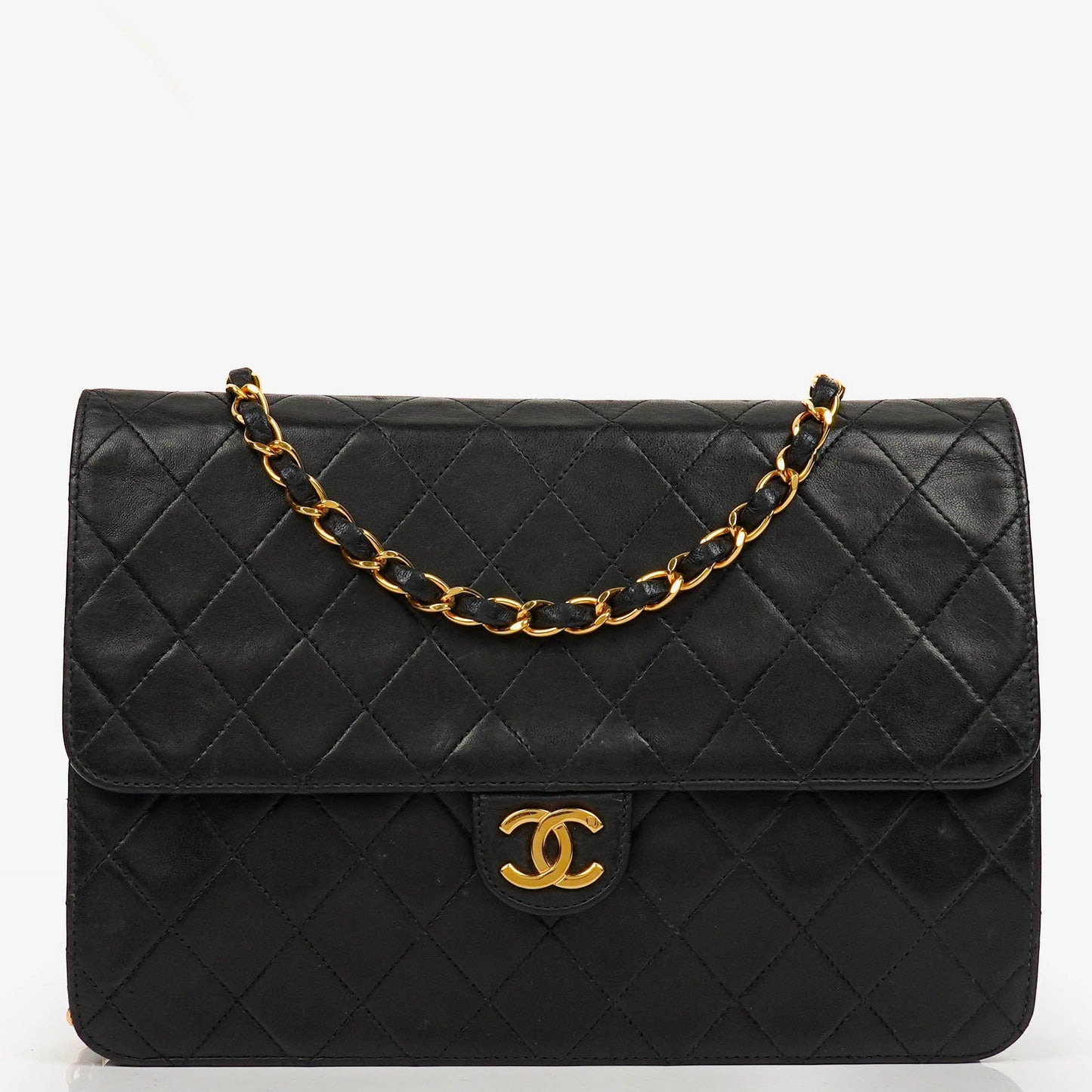 Chanel Classic Black Quilted Lambskin Single Flap Bag With 24K Gold-Plated Hardware
