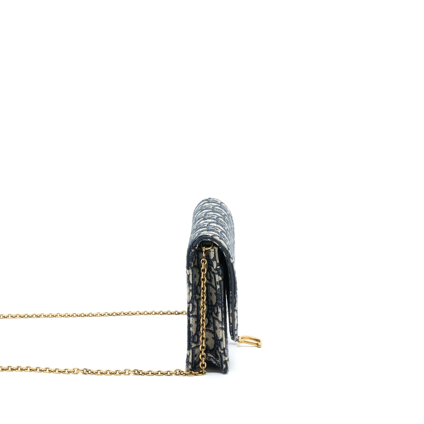 Dior Saddle Pouch With Chain Blue Dior Oblique Jacquard