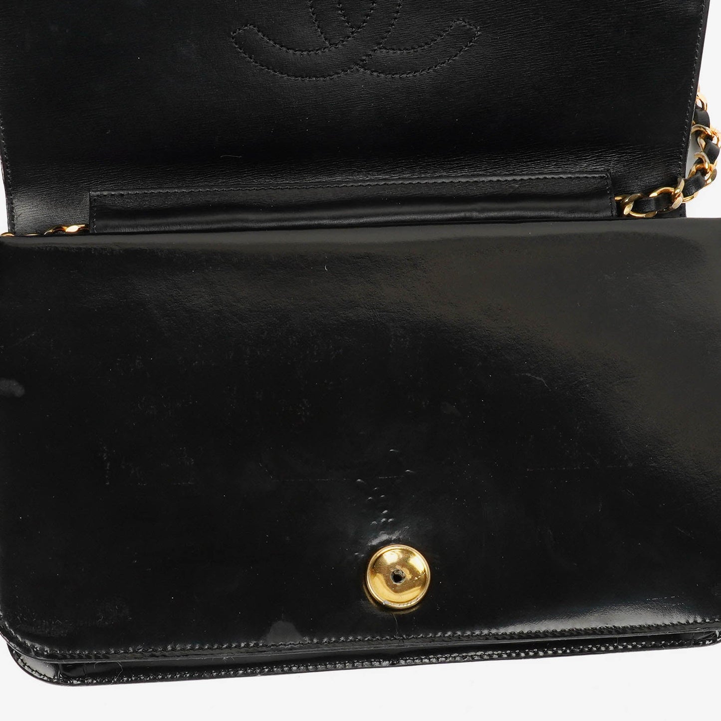 Chanel Black Patent Leather Full Flap Bag