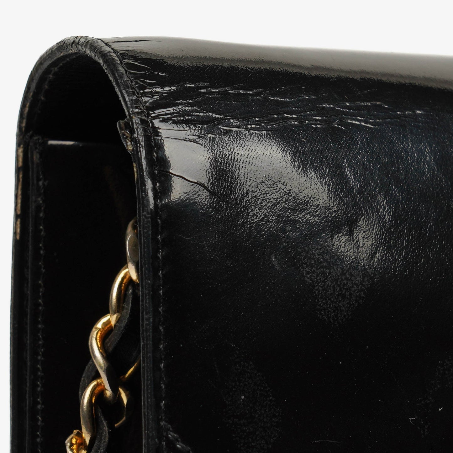 Chanel Black Patent Leather Full Flap Bag
