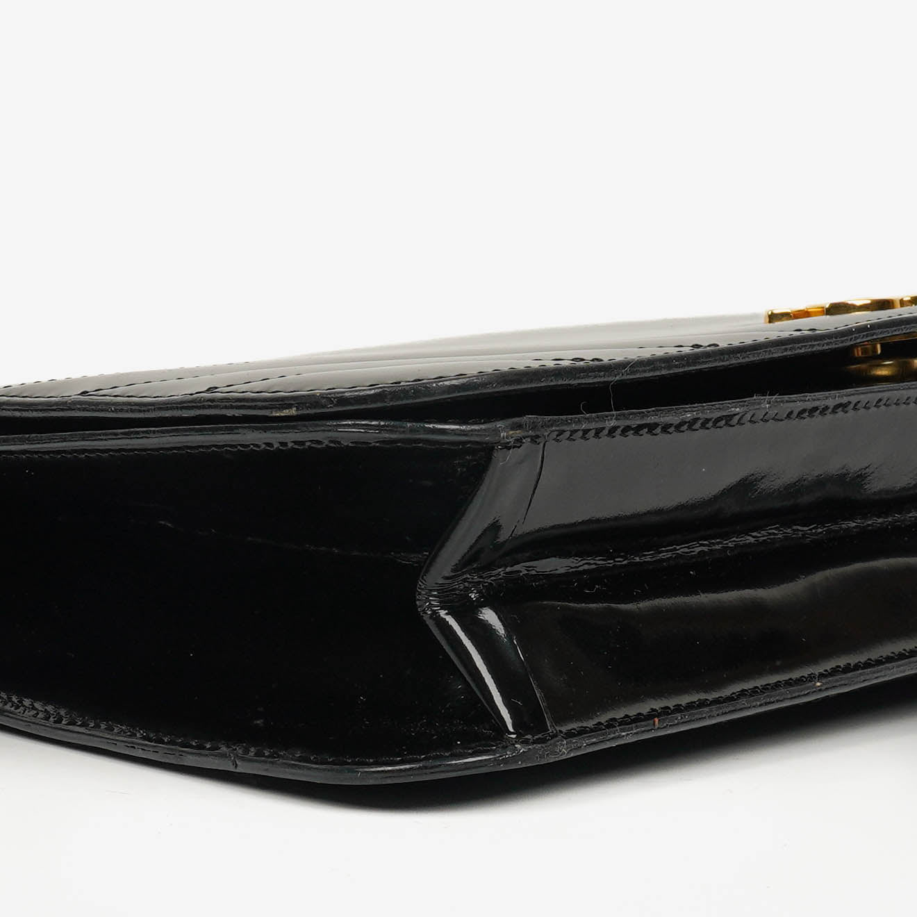 Chanel Black Patent Leather Full Flap Bag