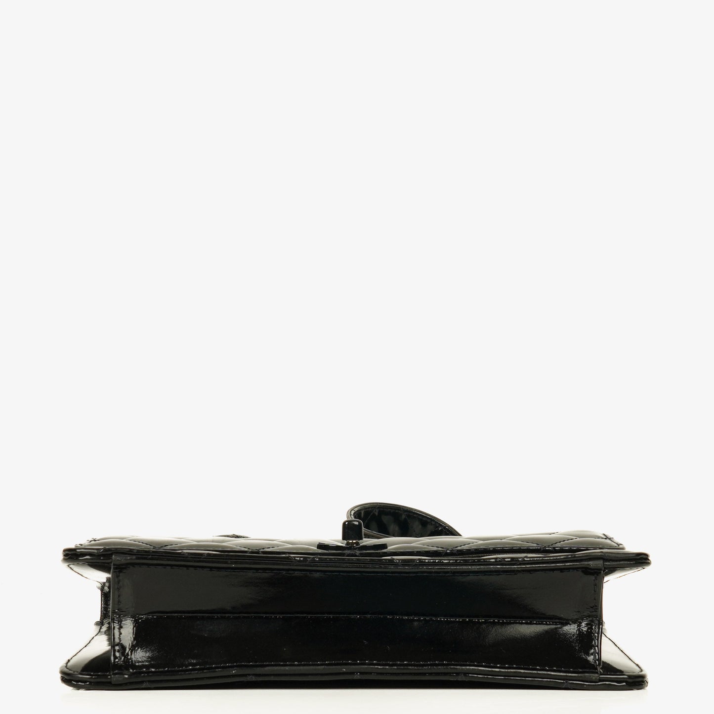 Chanel Small Single Black Quilted Patent Leather Flap Bag