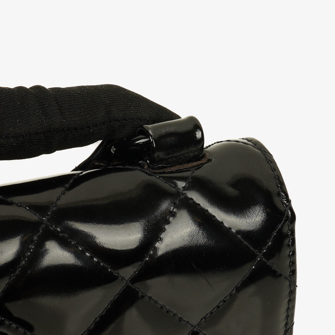 Chanel Small Single Black Quilted Patent Leather Flap Bag