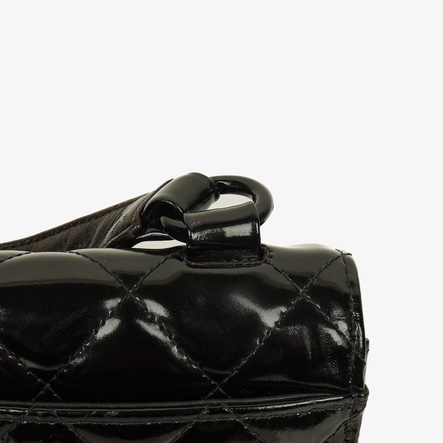 Chanel Small Single Black Quilted Patent Leather Flap Bag