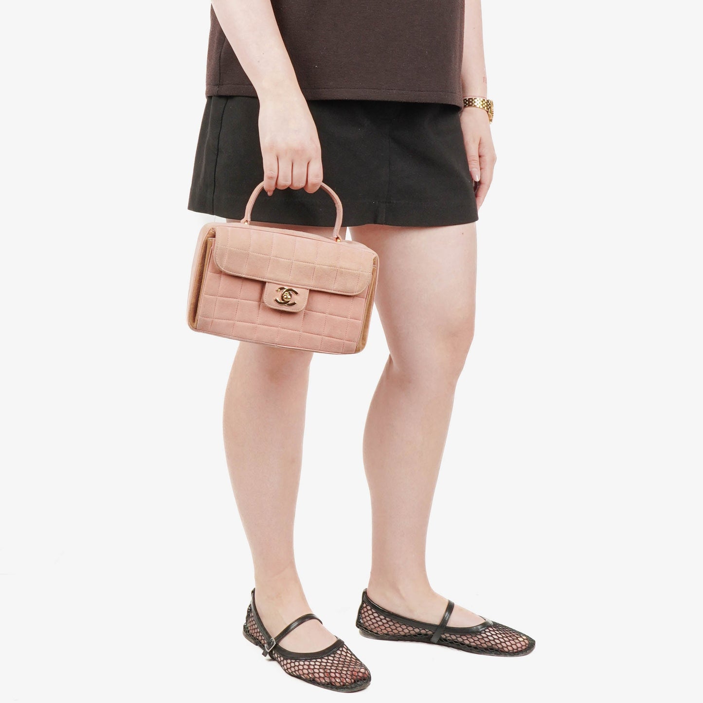 Chanel Chocolate Bar Single Flap Top Handle Bag