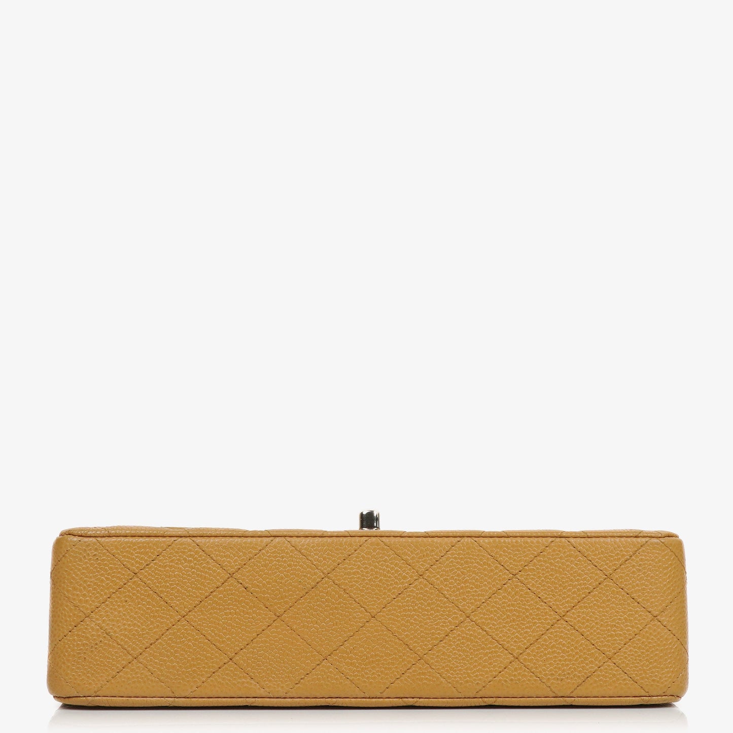Chanel Medium Classic  Double Flap Bag Beige Quilted Caviar Leather With Silver-Tone Hardware