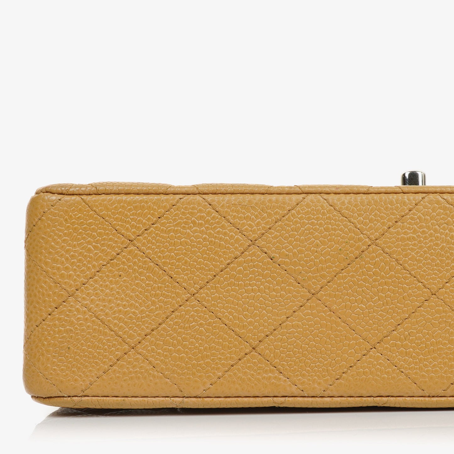 Chanel Medium Classic  Double Flap Bag Beige Quilted Caviar Leather With Silver-Tone Hardware
