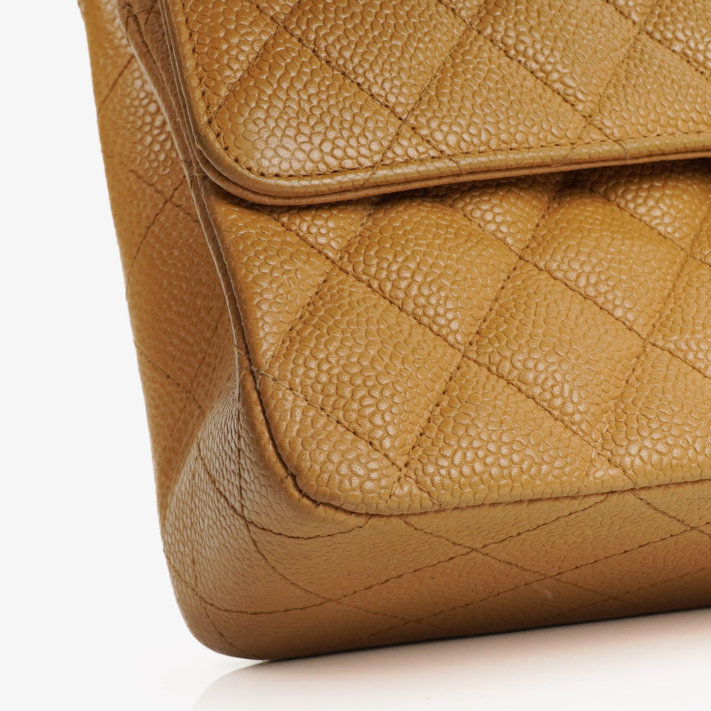 Chanel Medium Classic  Double Flap Bag Beige Quilted Caviar Leather With Silver-Tone Hardware