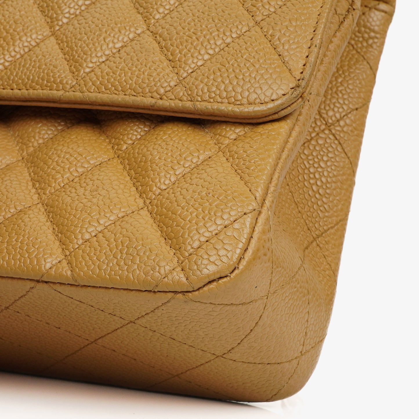 Chanel Medium Classic  Double Flap Bag Beige Quilted Caviar Leather With Silver-Tone Hardware