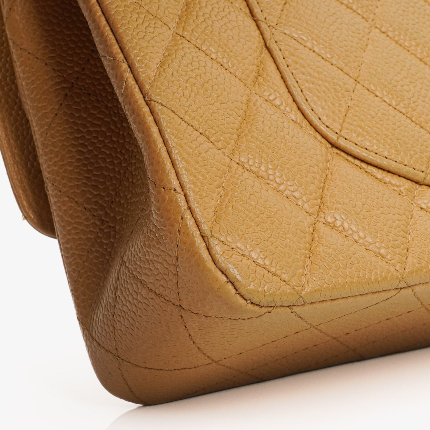 Chanel Medium Classic  Double Flap Bag Beige Quilted Caviar Leather With Silver-Tone Hardware