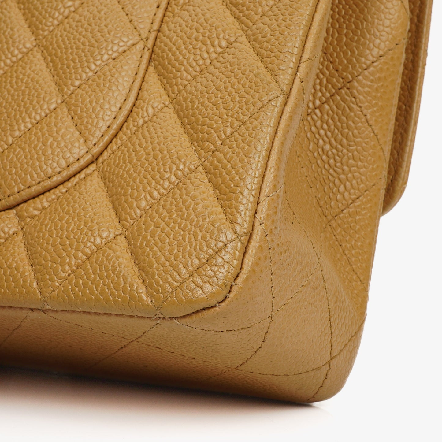 Chanel Medium Classic  Double Flap Bag Beige Quilted Caviar Leather With Silver-Tone Hardware