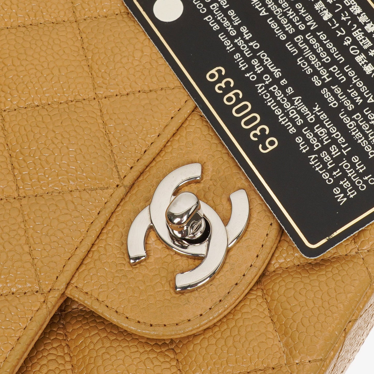 Chanel Medium Classic  Double Flap Bag Beige Quilted Caviar Leather With Silver-Tone Hardware