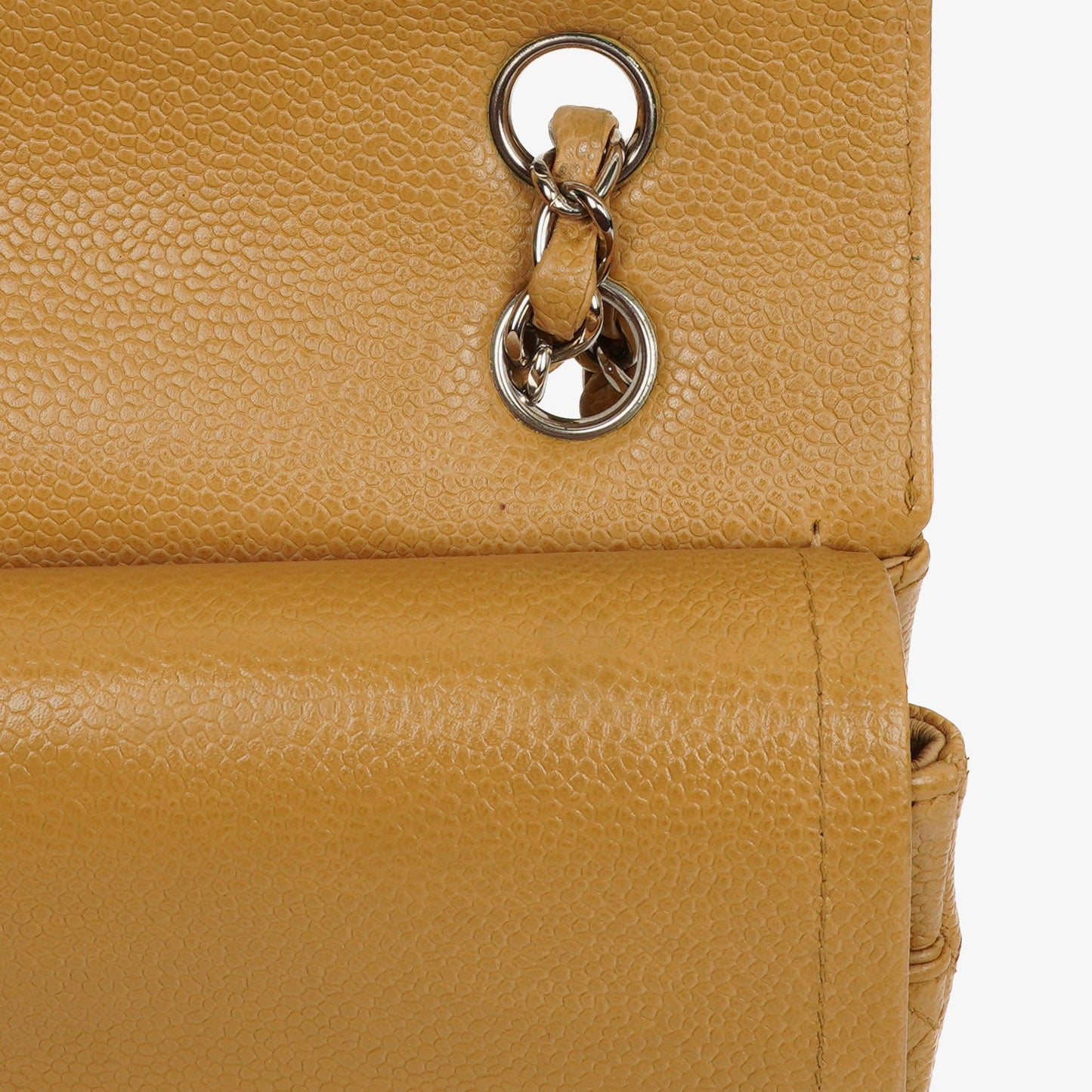 Chanel Medium Classic  Double Flap Bag Beige Quilted Caviar Leather With Silver-Tone Hardware