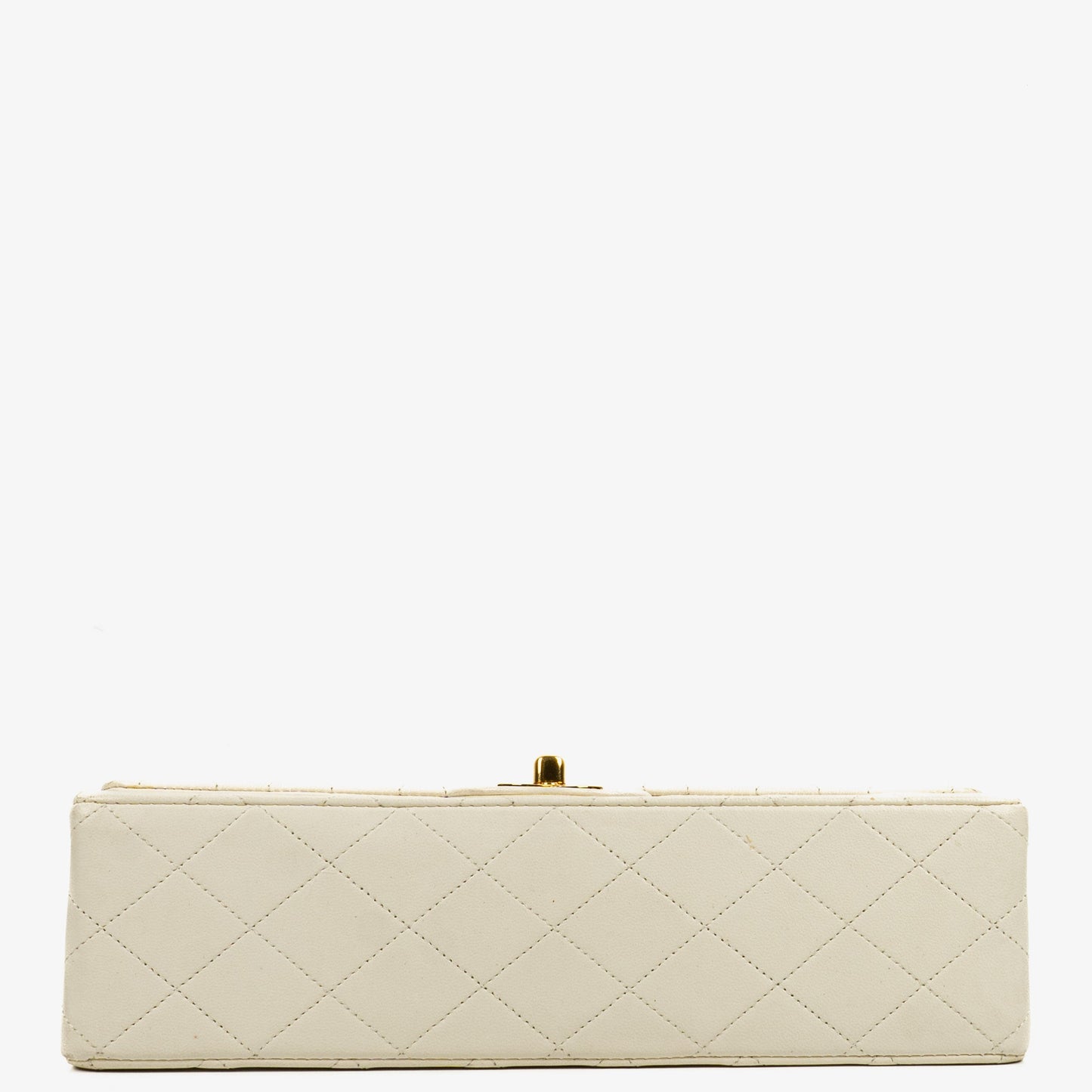 Chanel Medium Classic  Double Flap Bag In White Quilted Lambskin And 24K Gold-Plated Hardware