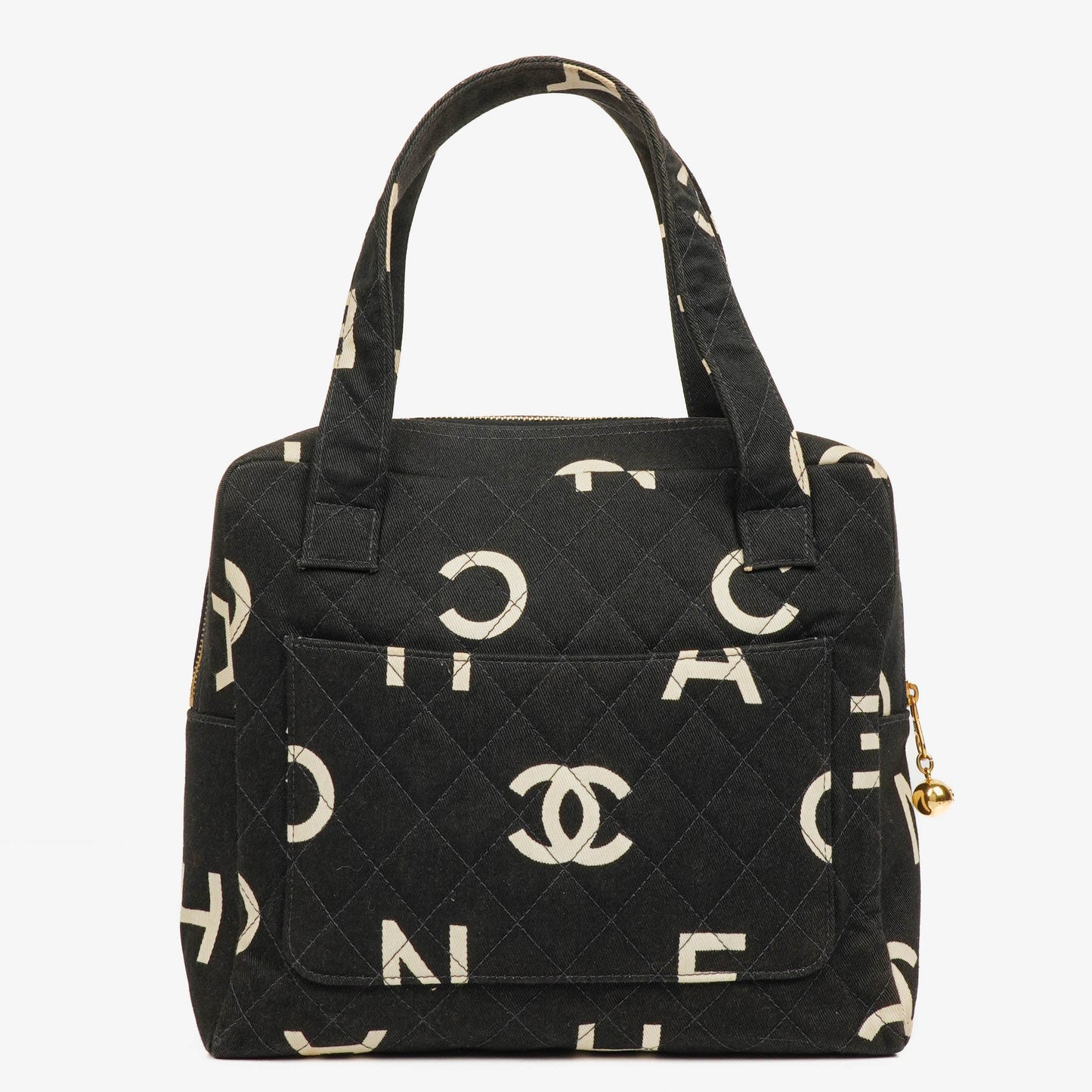 Chanel Black/White Logo Print Tote Bag
