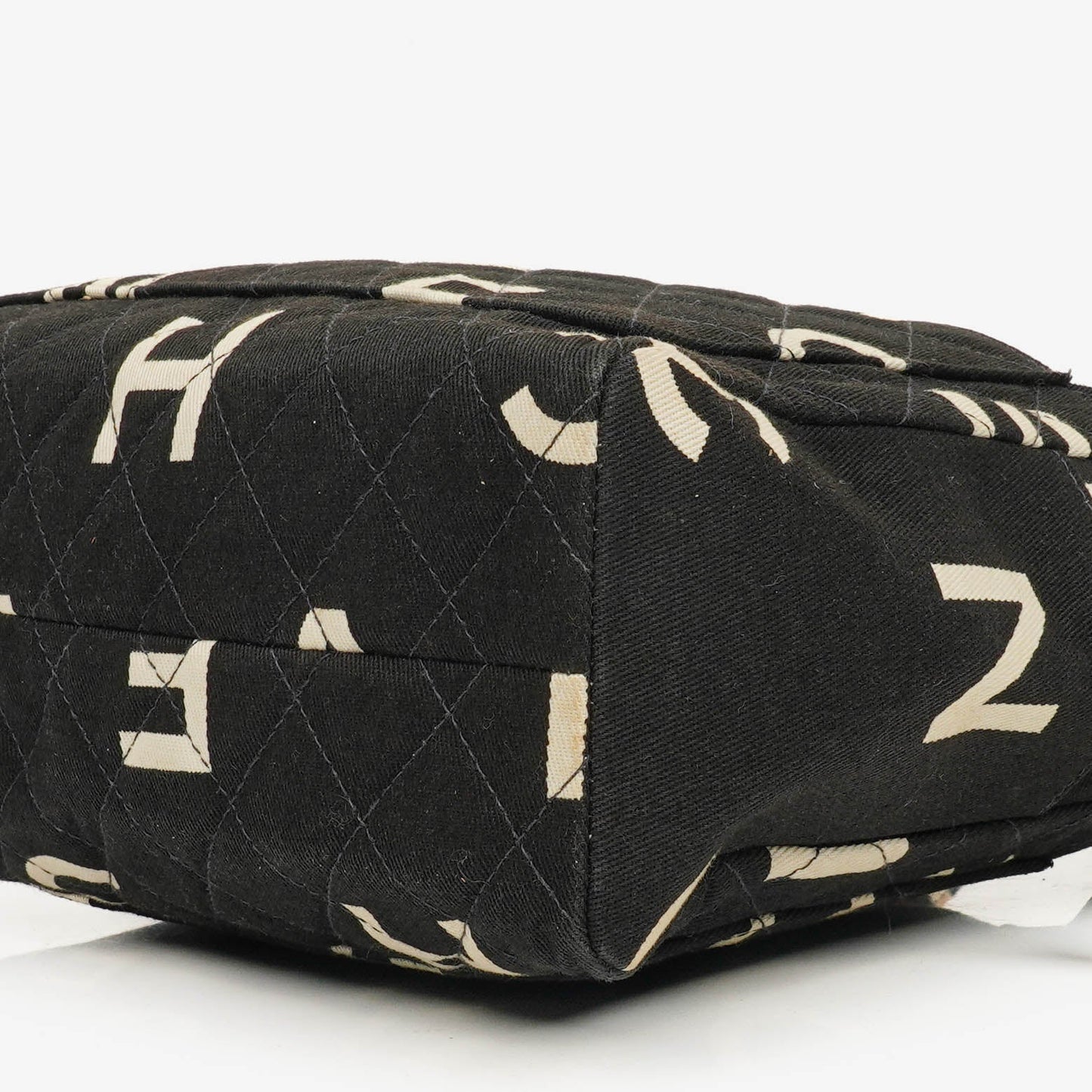 Chanel Black/White Logo Print Tote Bag