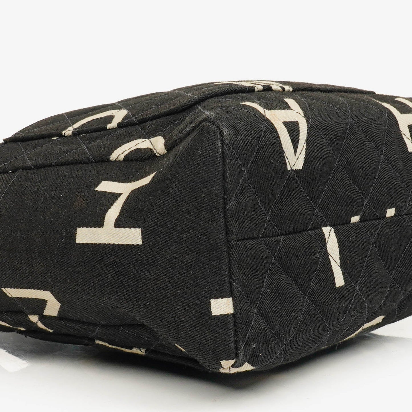 Chanel Black/White Logo Print Tote Bag