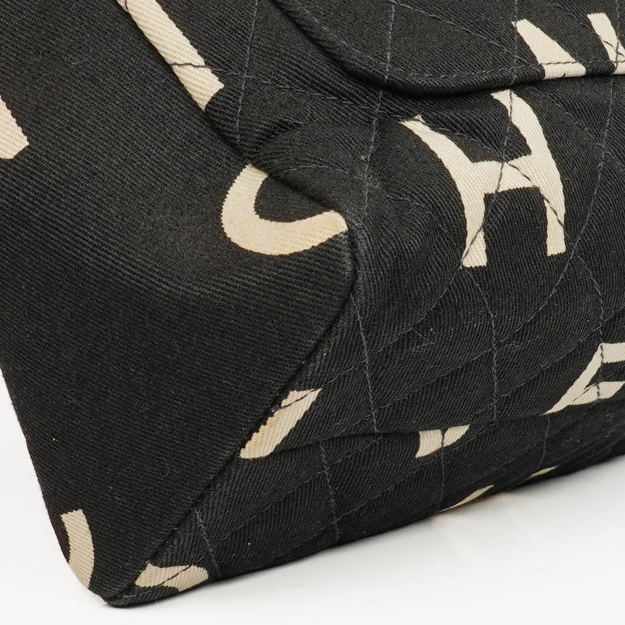 Chanel Black/White Logo Print Tote Bag