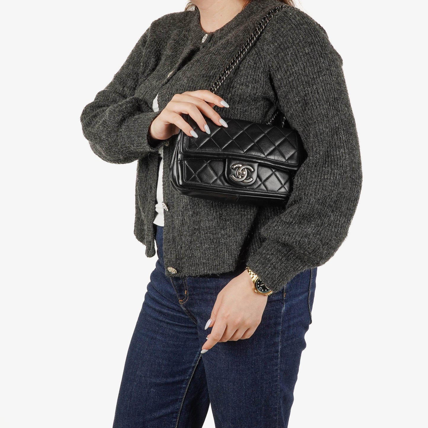 Chanel Single Flap Bag Black Quilted Leather Bag