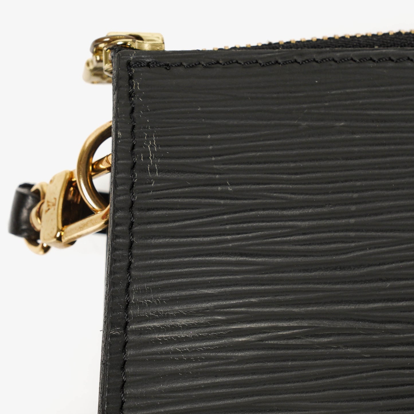 Louis Vuitton Pochette Accessoires Black EPI Leather Clutch Handbag