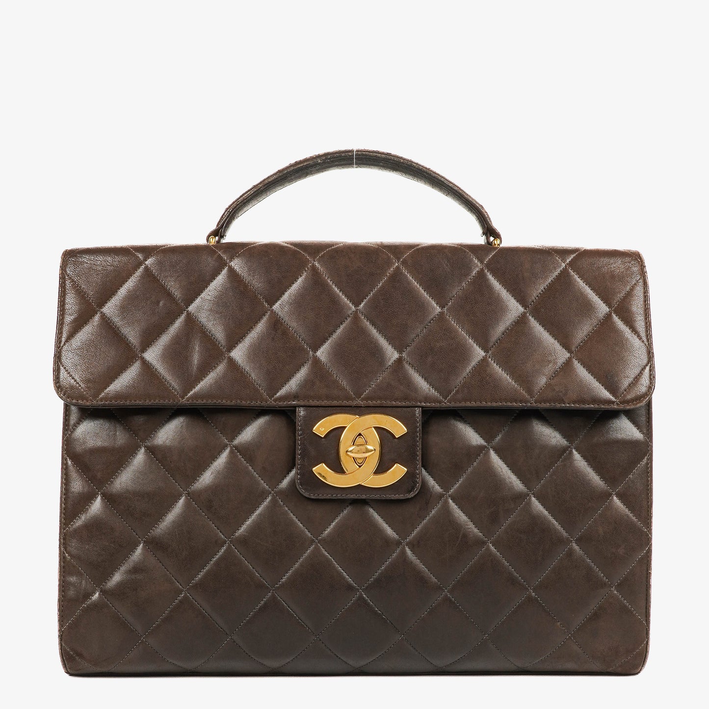 Chanel CC Maxi Logo Dark Brown Briefcase