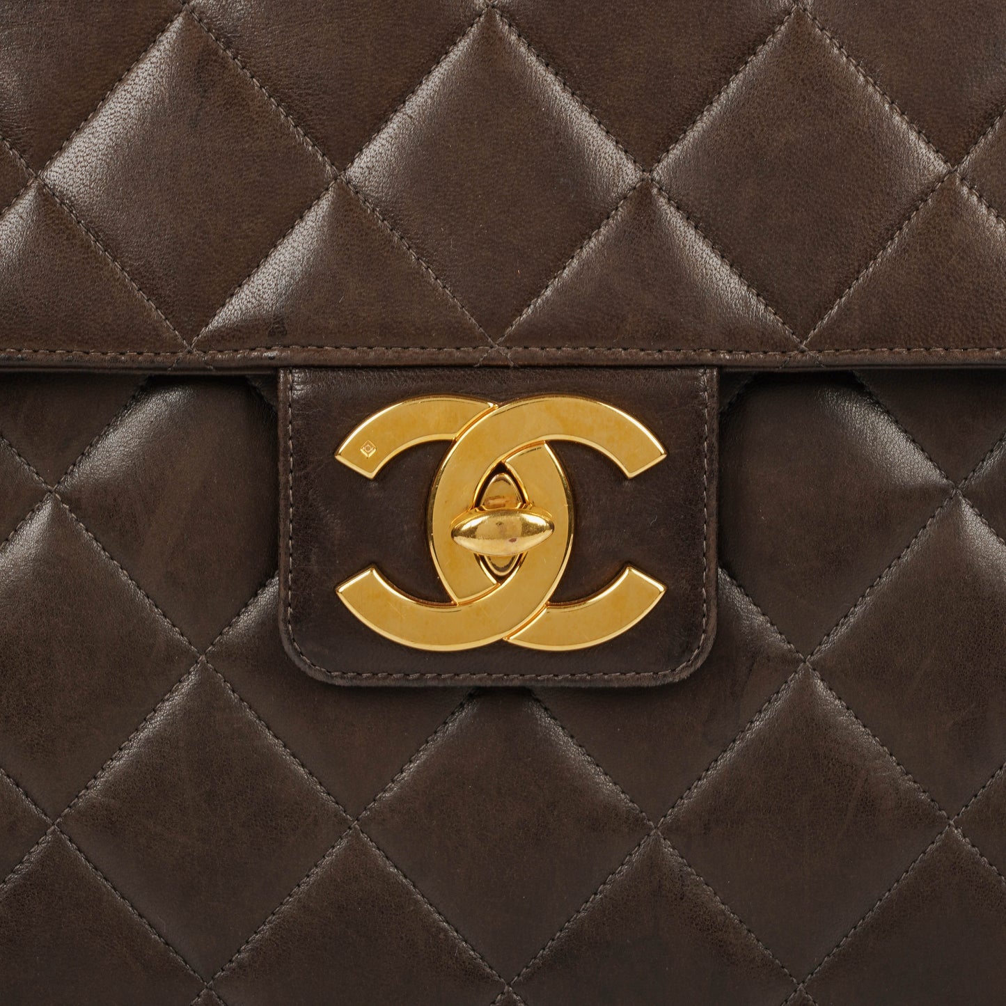 Chanel CC Maxi Logo Dark Brown Briefcase