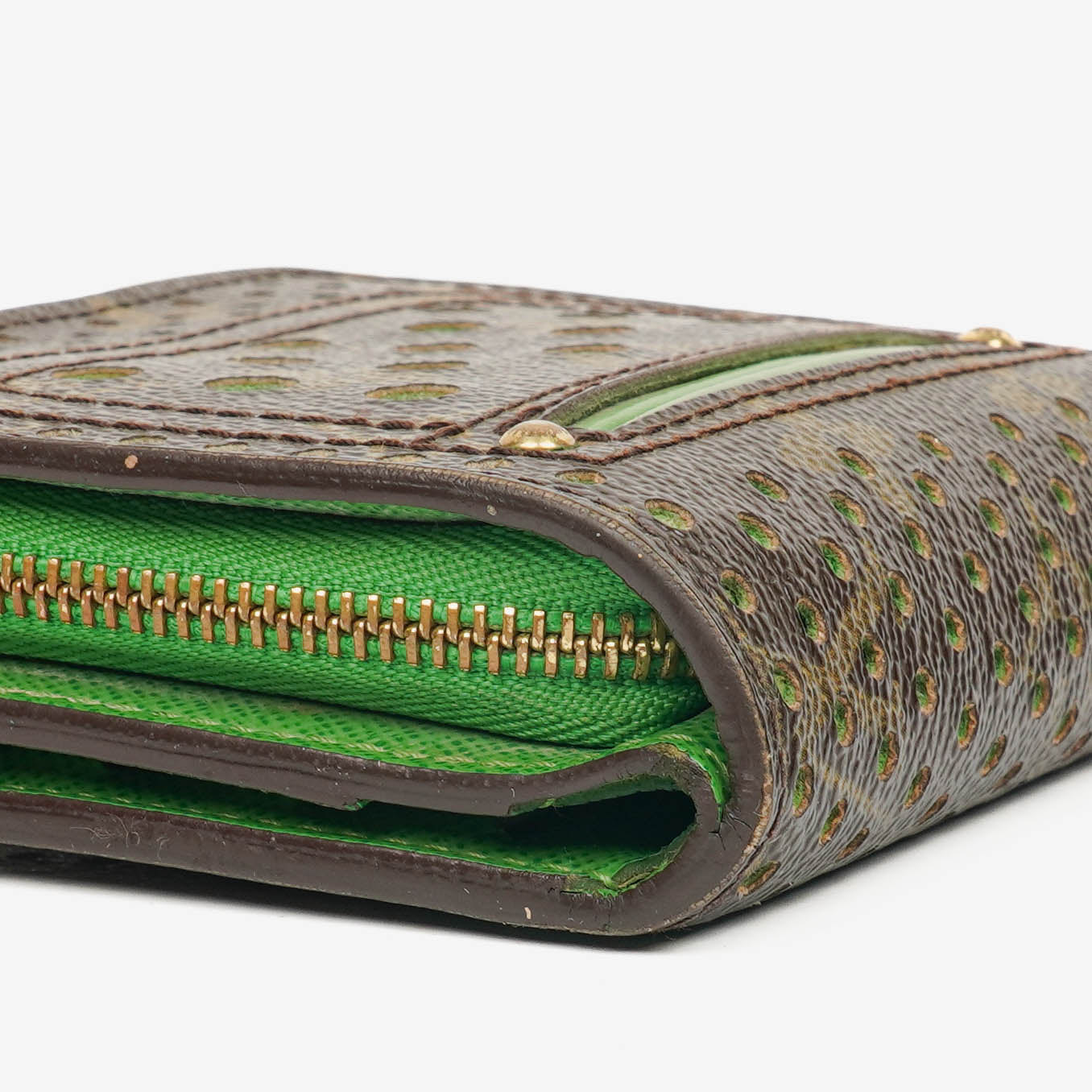 Louis Vuitton Monogram Canvas Perforated Green Compact Zip Wallet