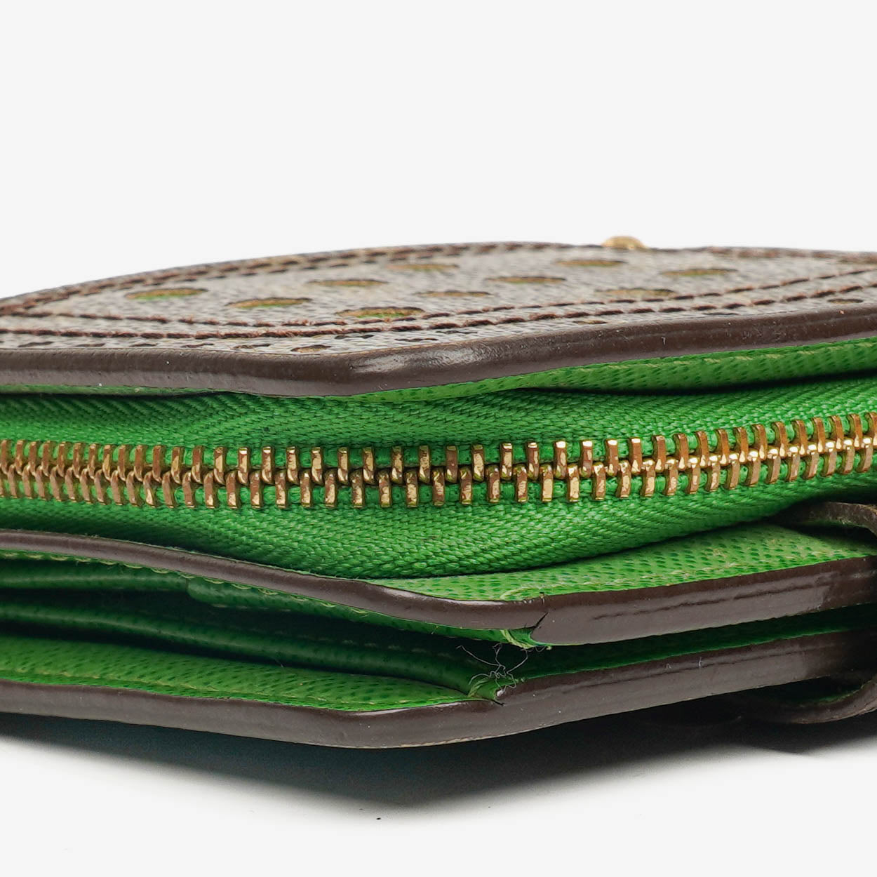 Louis Vuitton Monogram Canvas Perforated Green Compact Zip Wallet