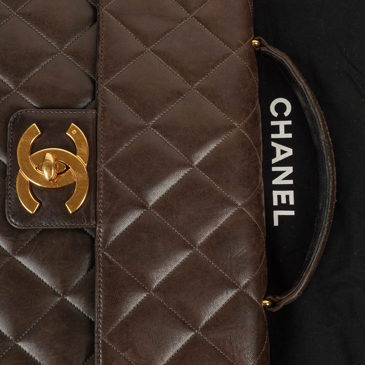 Chanel CC Maxi Logo Dark Brown Briefcase