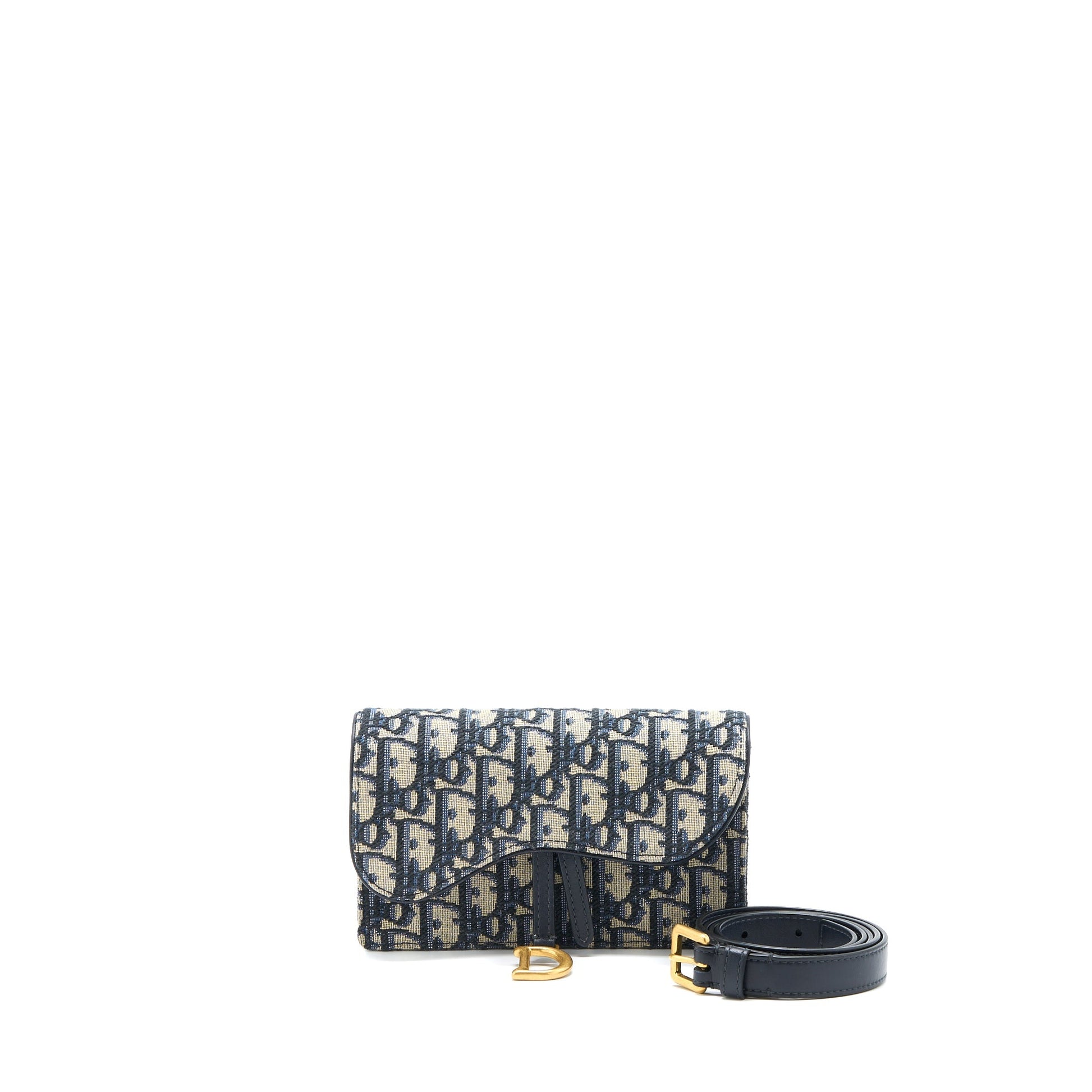 Dior Saddle Belt Pouch Blue Oblique Jacquard Brushed