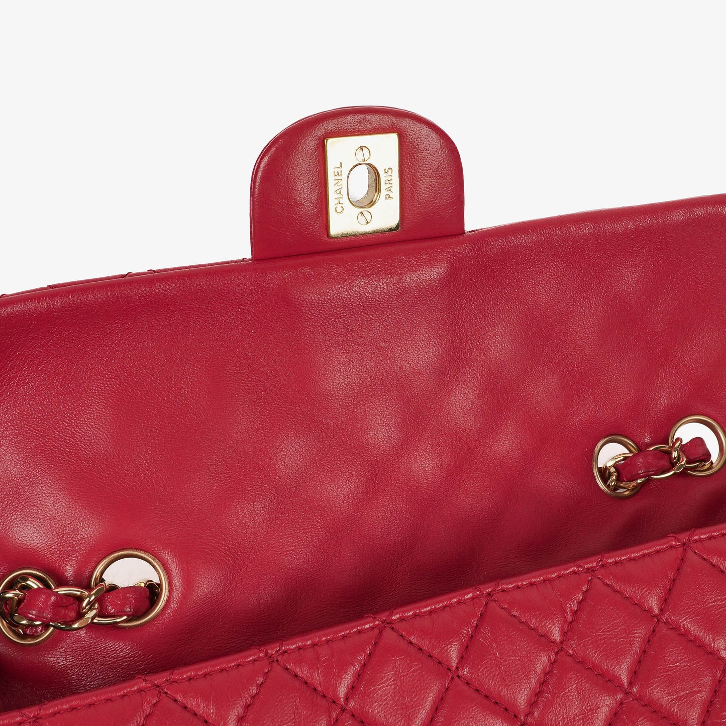 Chanel Valentine Charm Red Quilted Lambskin Flap Bag