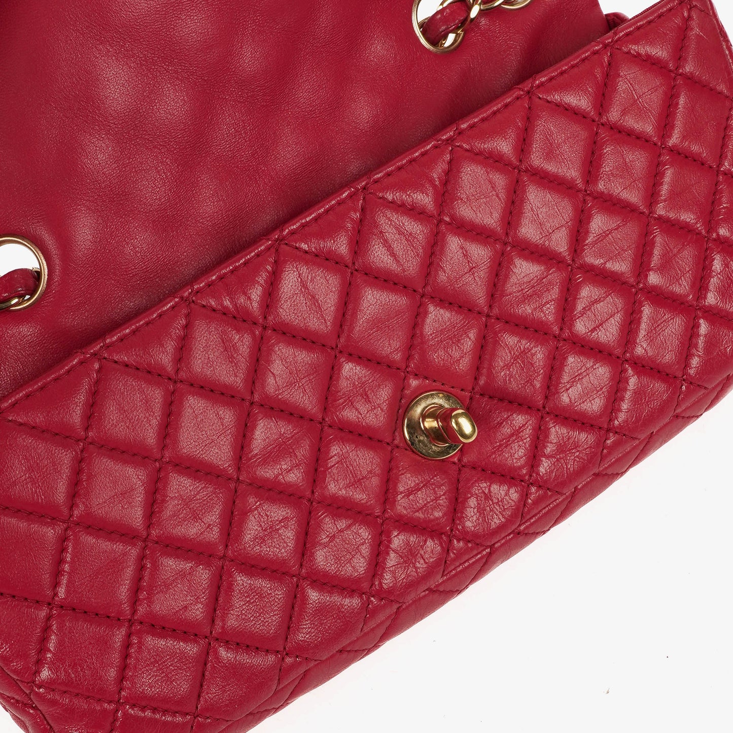 Chanel Valentine Charm Red Quilted Lambskin Flap Bag