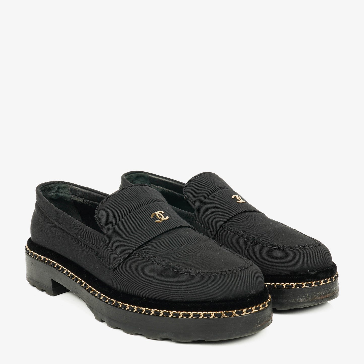 Chanel CC Velvet Platform Mocassins Loafers