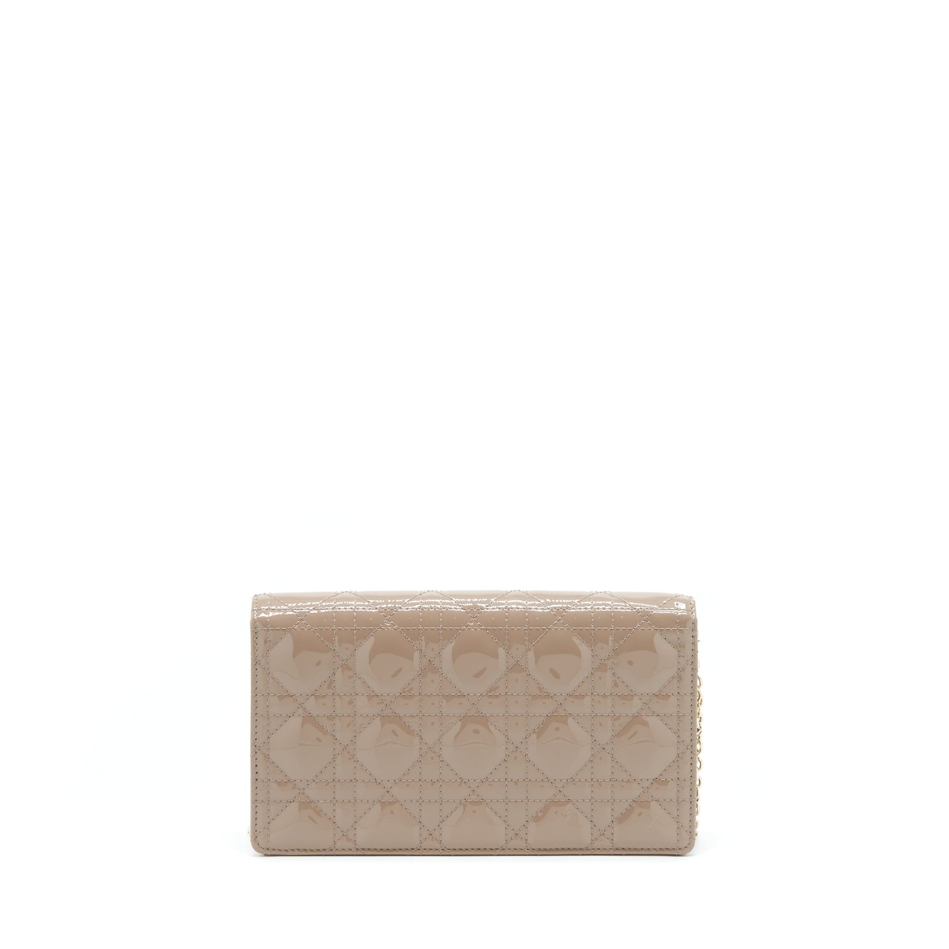 Dior Lady Dior Pouch Patent Calfskin Warm Taupe