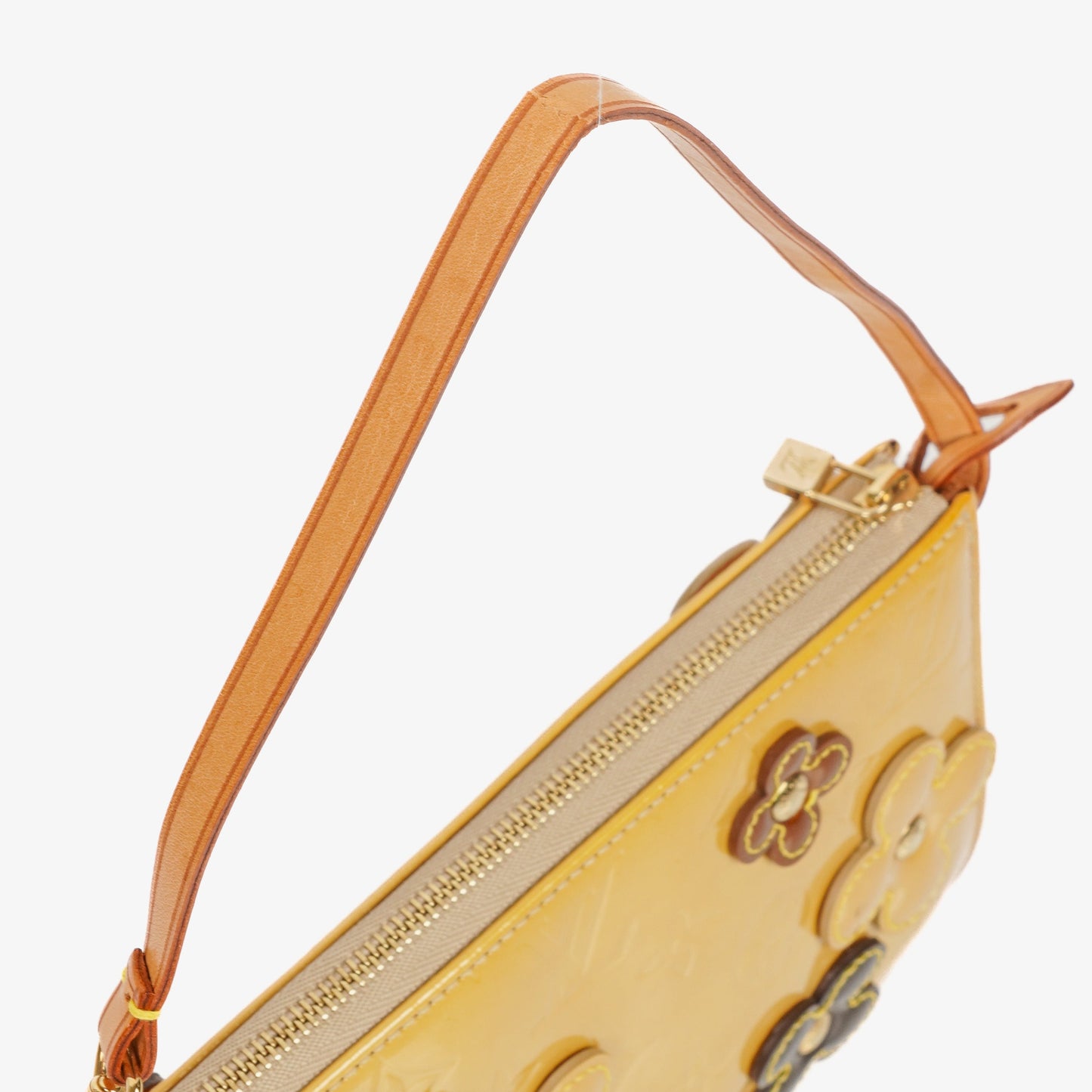Louis Vuitton Lexington Flowers Yellow Vernis Leather Clutch Handbag