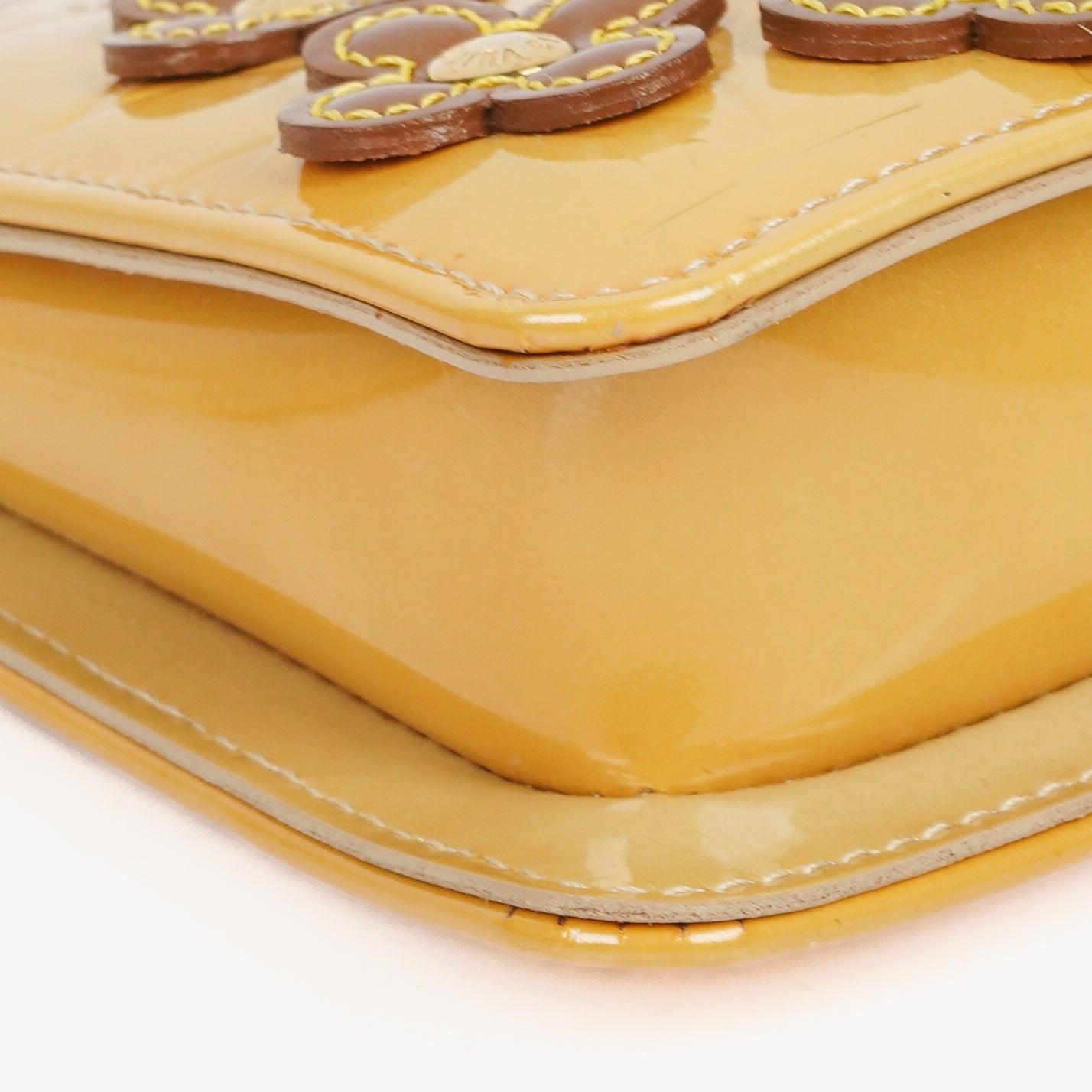 Louis Vuitton Lexington Flowers Yellow Vernis Leather Clutch Handbag