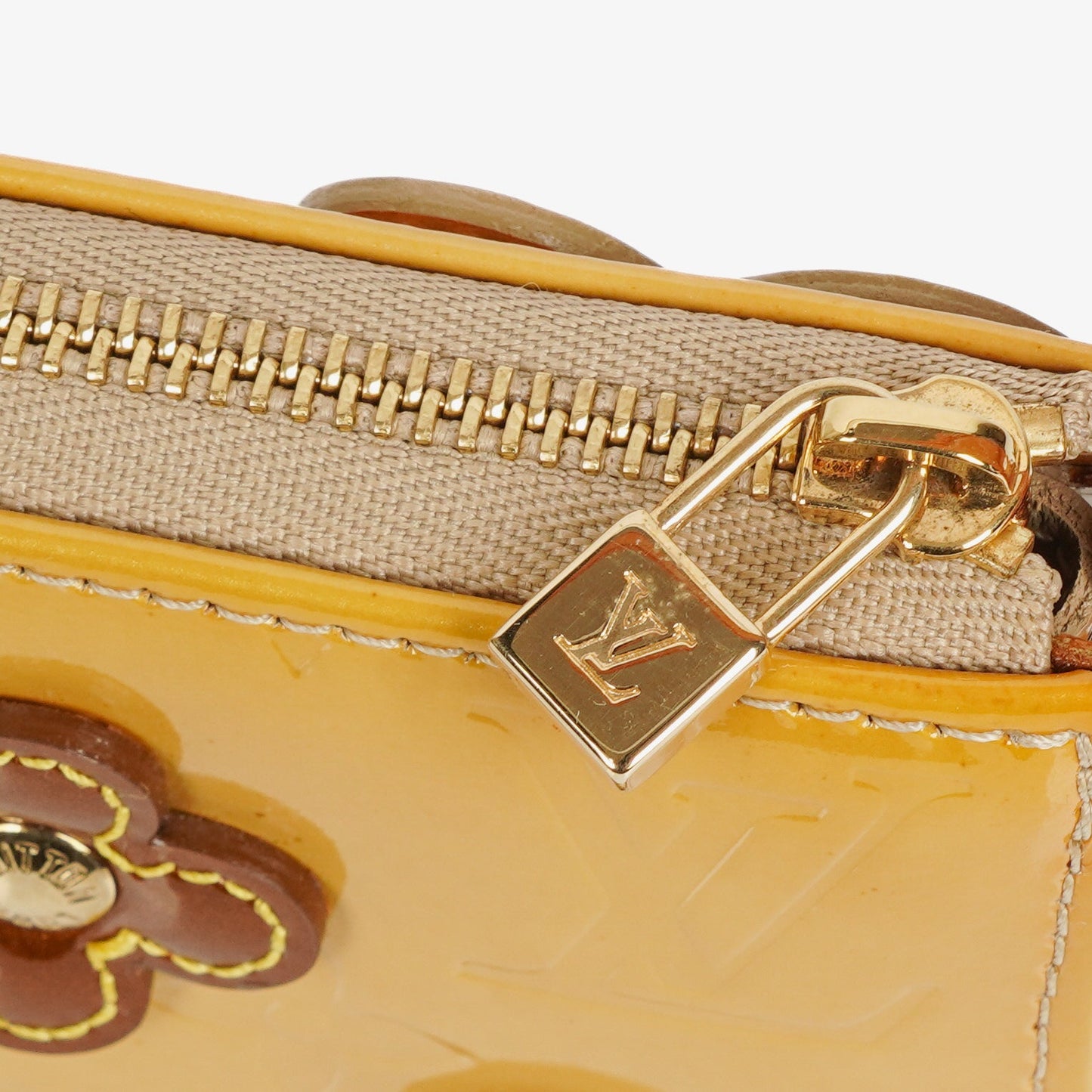 Louis Vuitton Lexington Flowers Yellow Vernis Leather Clutch Handbag
