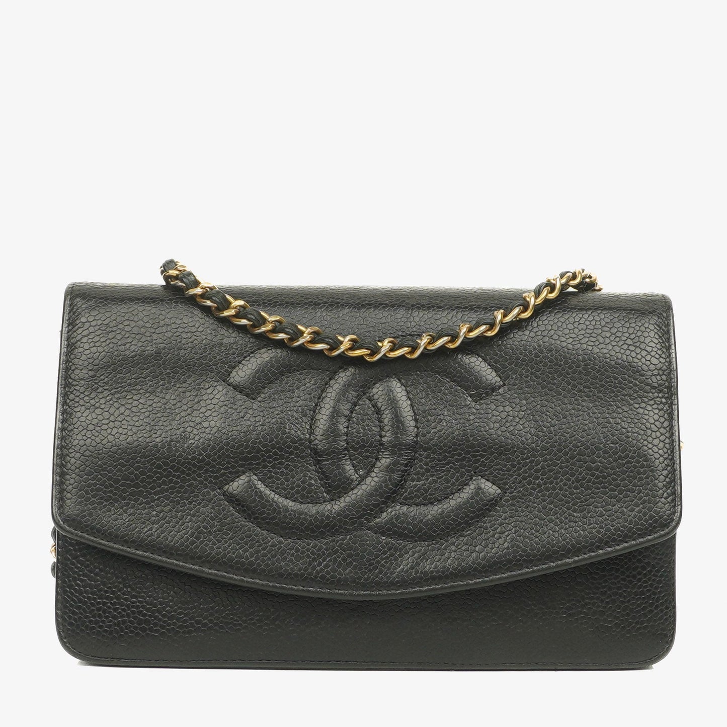 Chanel Black Caviar Timeless CC Wallet on Chain WOC