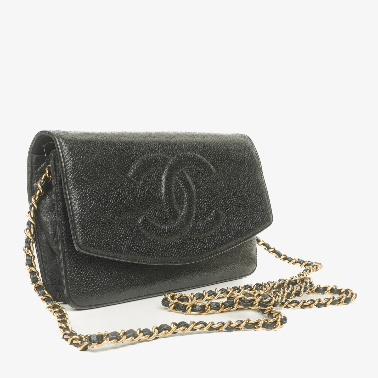 Chanel Black Caviar Timeless CC Wallet on Chain WOC