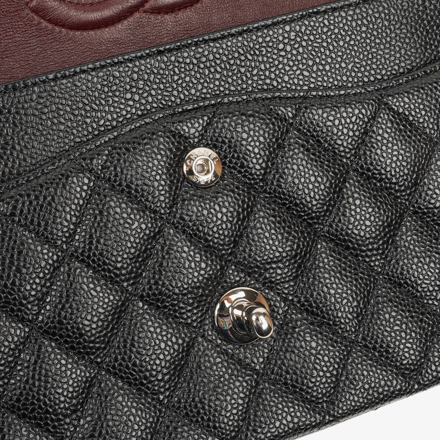 Chanel Medium Classic Black Quilted Caviar Double Flap Bag With Silver - Tone Hardware