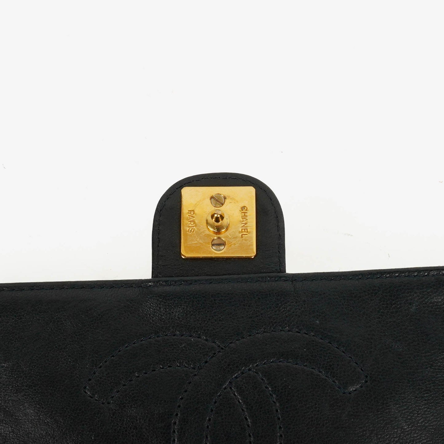 Chanel Classic Dark Navy Quilted Lambskin Single Flap Bag With 24K Gold-Plated Hardware