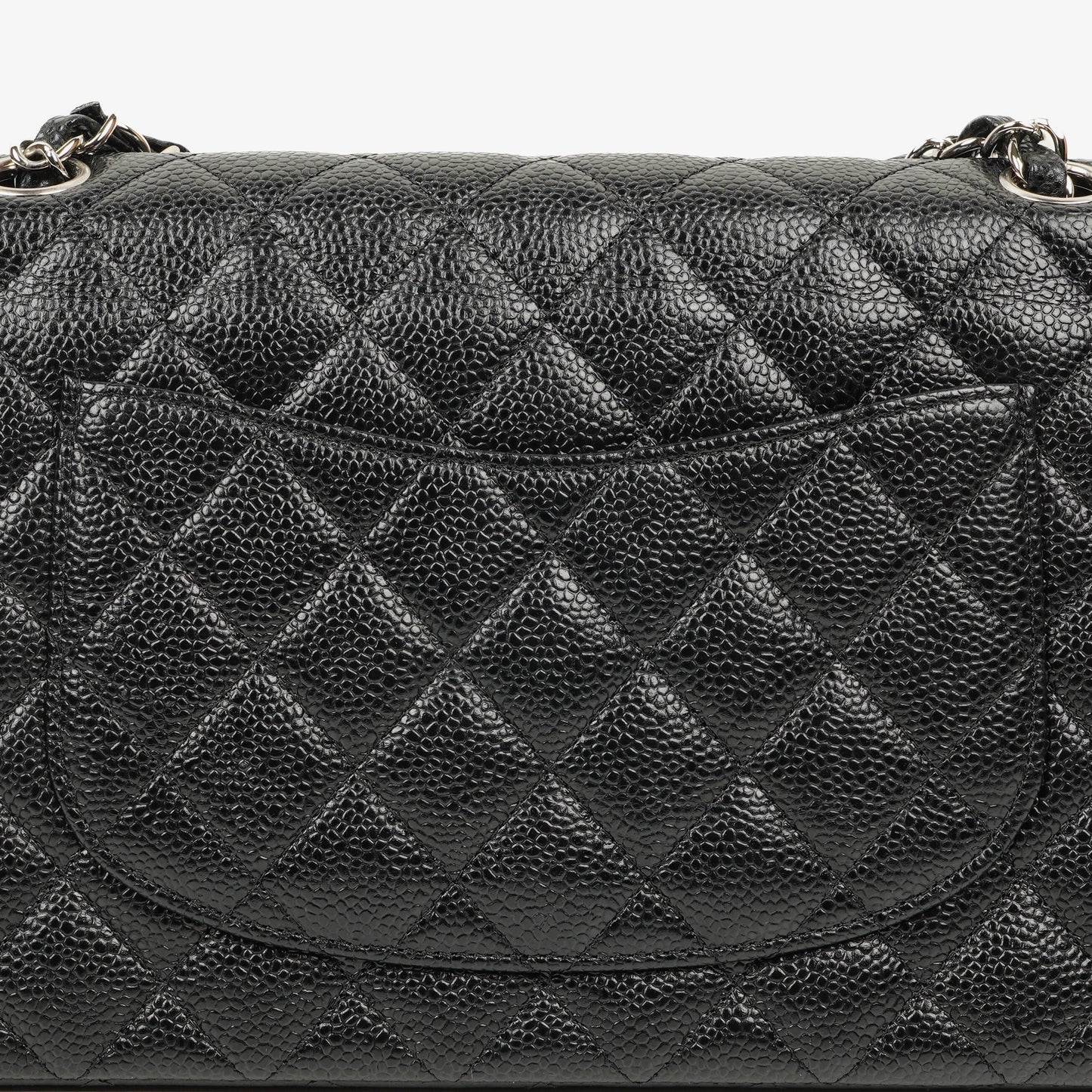 Chanel Medium Classic Black Quilted Caviar Double Flap Bag With Silver - Tone Hardware