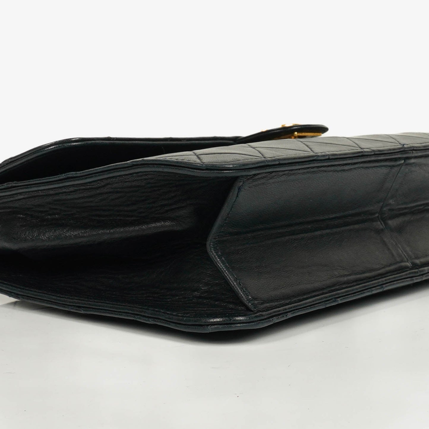 Chanel Classic Dark Navy Quilted Lambskin Single Flap Bag With 24K Gold-Plated Hardware