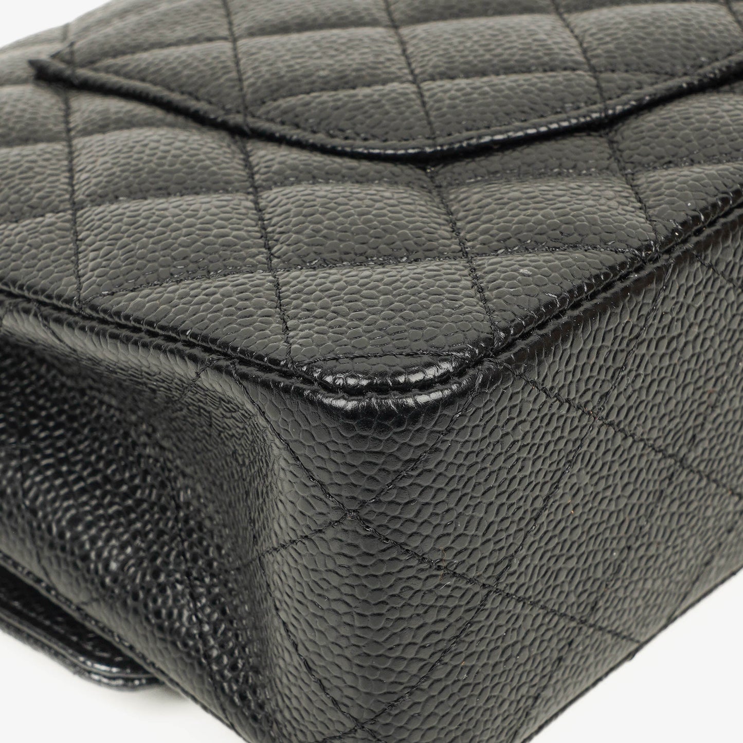 Chanel Medium Classic Black Quilted Caviar Double Flap Bag With Silver - Tone Hardware