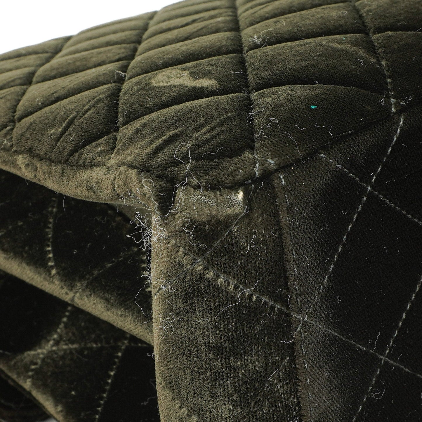 Chanel Velvet Quilted Flap Shoulder Bag Olive Green