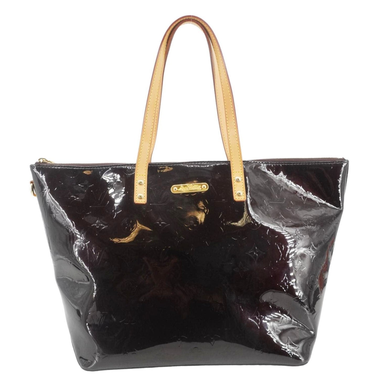 LOUIS VUITTON Bellevue Vernis Leather Tote Bag Burgundy