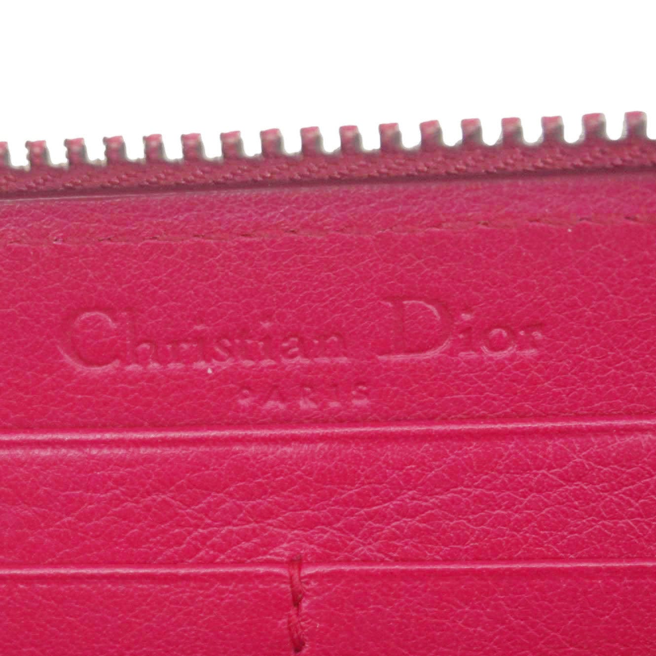 CHRISTIAN DIOR Lady Dior Patent Leather Zippy Wallet Red